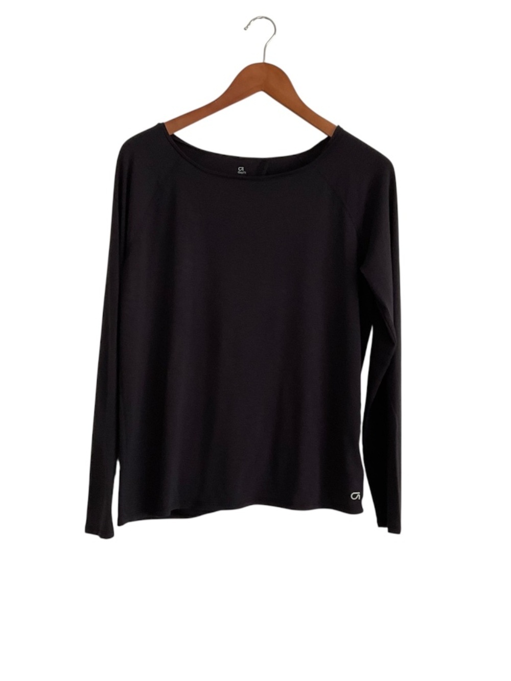 GapFit Breathe Open Back Knot Long Sleeve Top Sz M Black Yoga Jogging Athleisure